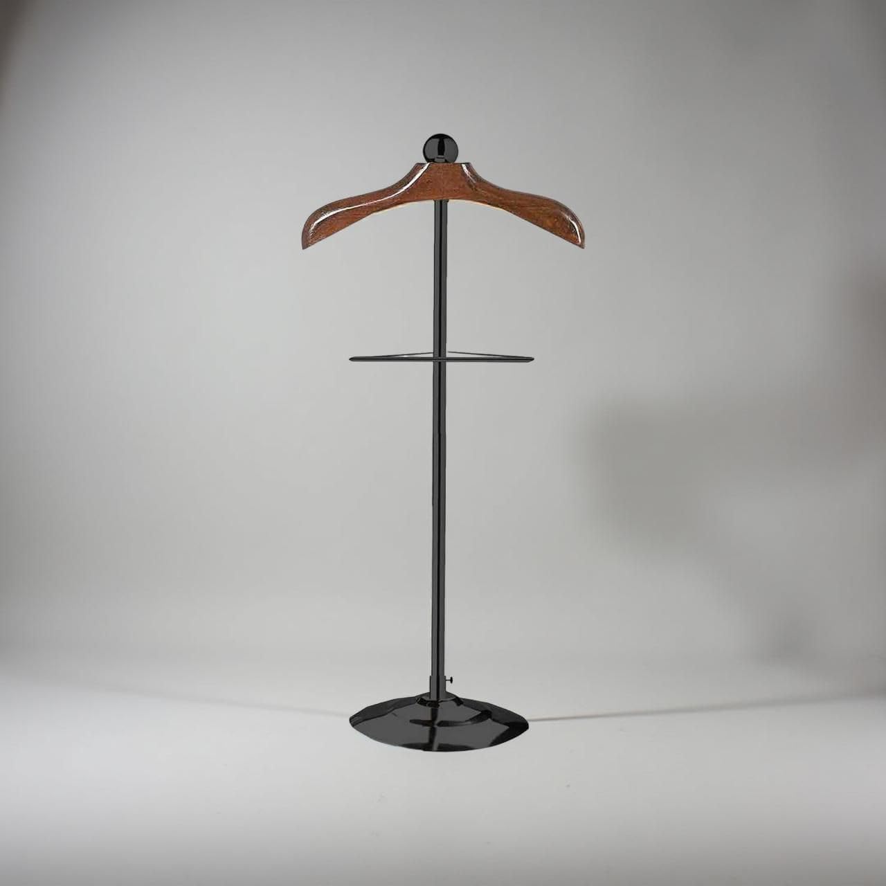 LOCOMOTO Stainless Steel Black Coated Coat Stand with Wooden